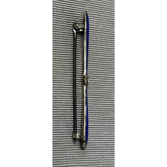 Vintage Sterling Silver Blue Enamel Seed Pearl Art Deco Bar Pins #56636 - Picture 3 of 11